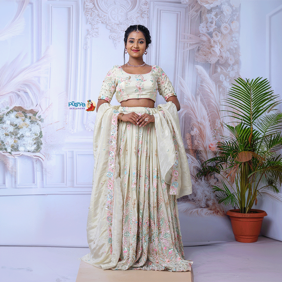 Half white Beats Lehenga - Image 3