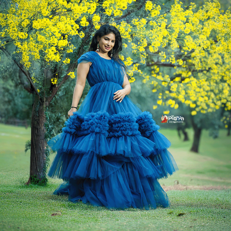Peacock Blue Ball Gown - Image 2