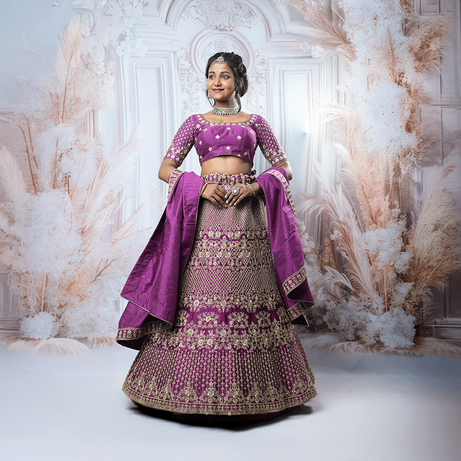 Dark Purple Designer Lehenga - Image 3