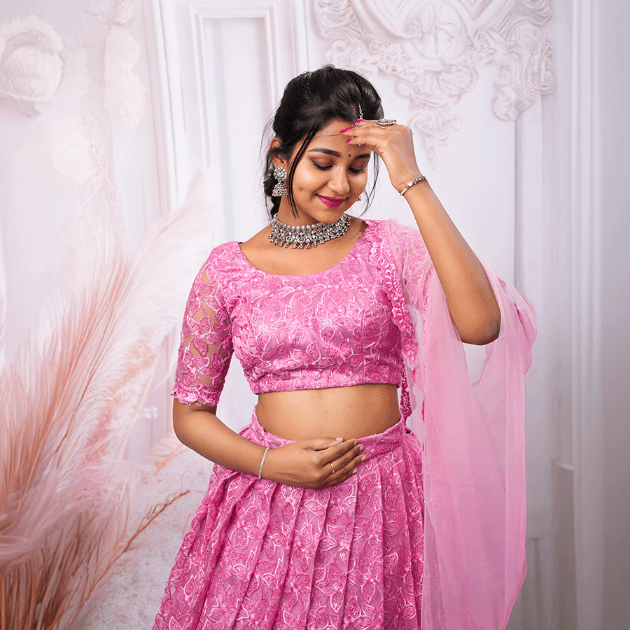 Pink Floral Lehenga