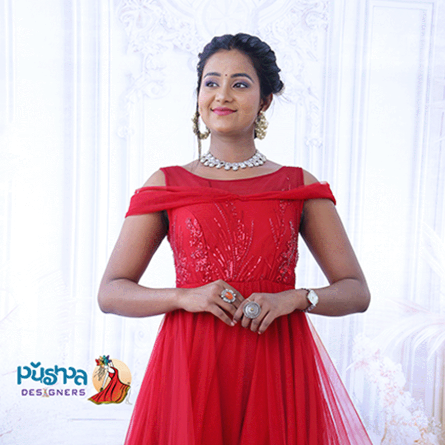 Red Frills Ball Gown