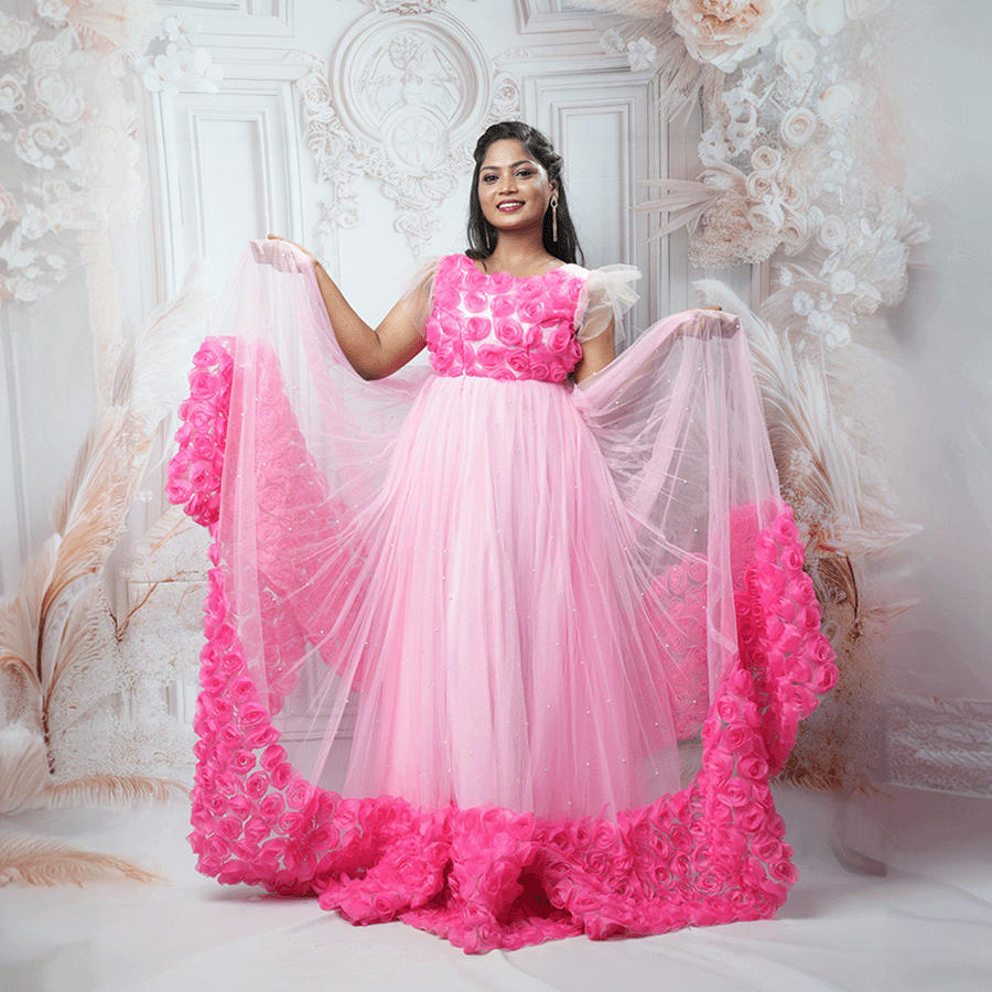 Light Pink Netted Ball Gown