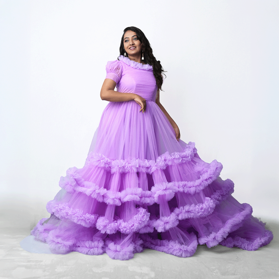 Purple Frills Gown