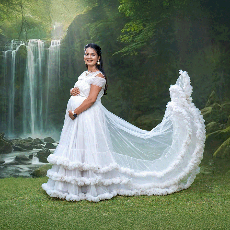 White Frills Maternity Gown - Image 3