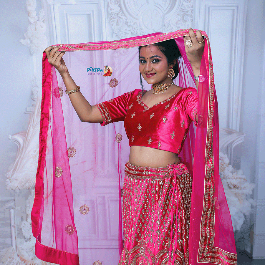 Red & Pink Shade Designer Lehenga